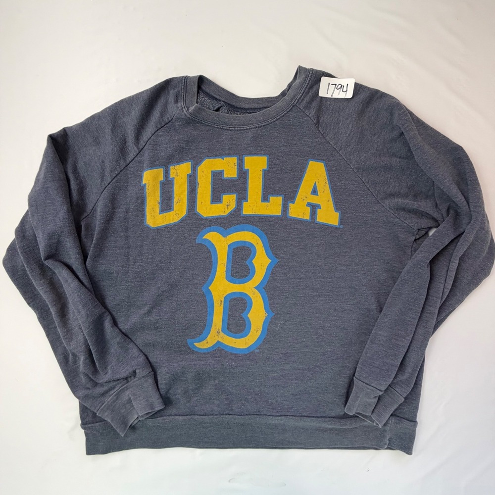 UCLA Sweatshirt Womens Medium Grey Raglan Sleeve Bruins Graphic Pullover NCAA